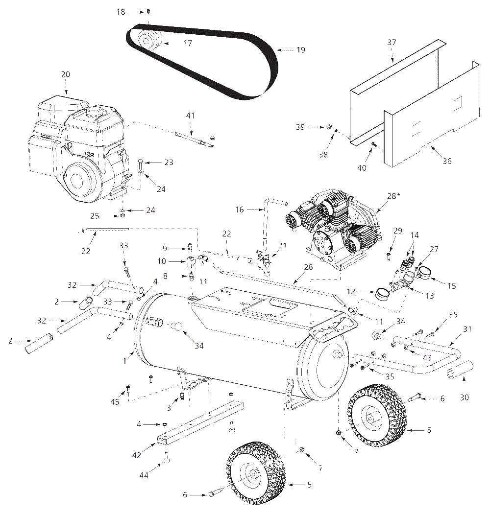 Air-Compressor Parts Diagram and Parts List for 1AKB6  Campbell Hausfeld Compressor